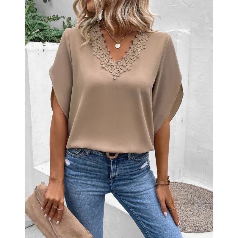 Comfortable Casual Lace V-Neck