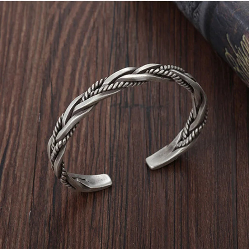 Helix - Bracelet torsadé en argent sterling avec détail corde