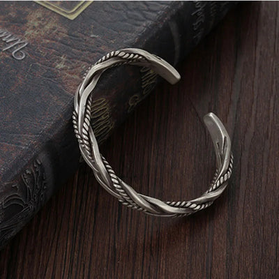 Helix - Twisted sterling silver bangle with rope detail