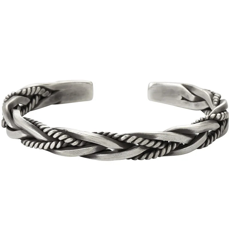 Helix - Bracelet torsadé en argent sterling avec détail corde