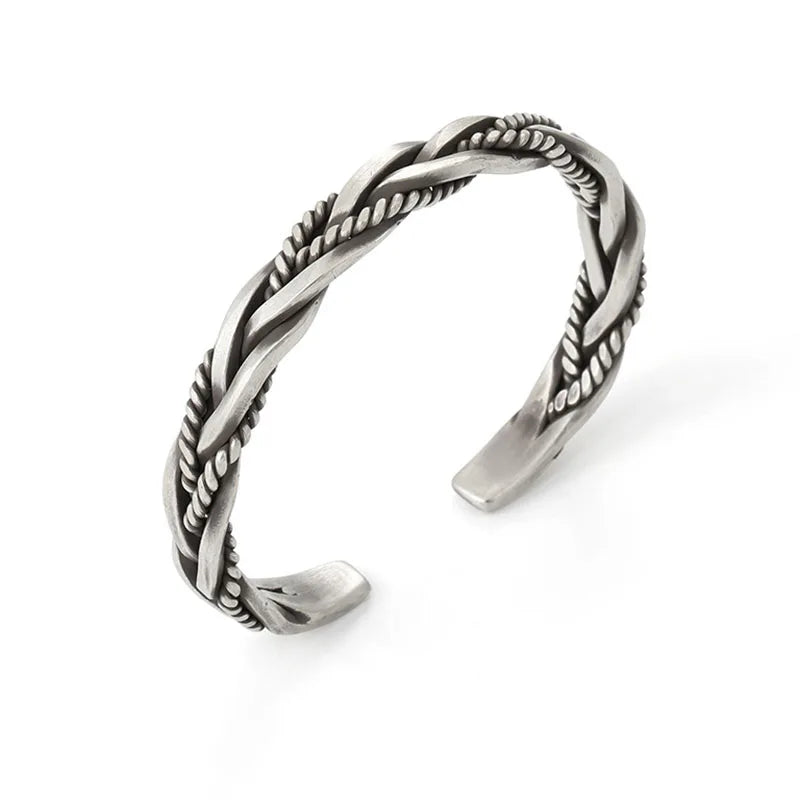 Helix - Bracelet torsadé en argent sterling avec détail corde