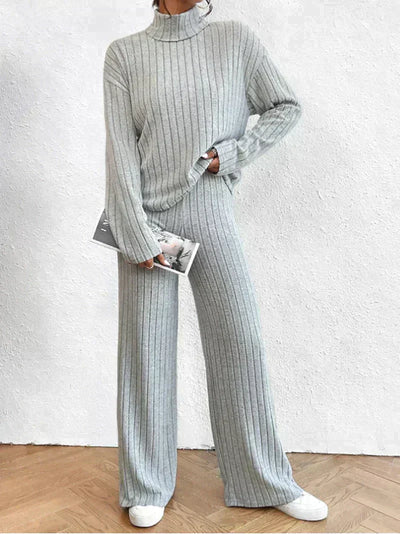 Margaux™ - knitted trousers and sweater with turtleneck for women