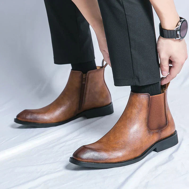 Cooper | Chelsea Leather Boots with Zipper