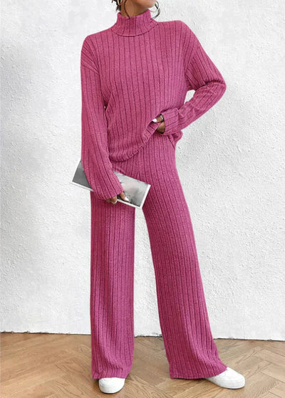 Margaux™ - knitted trousers and sweater with turtleneck for women