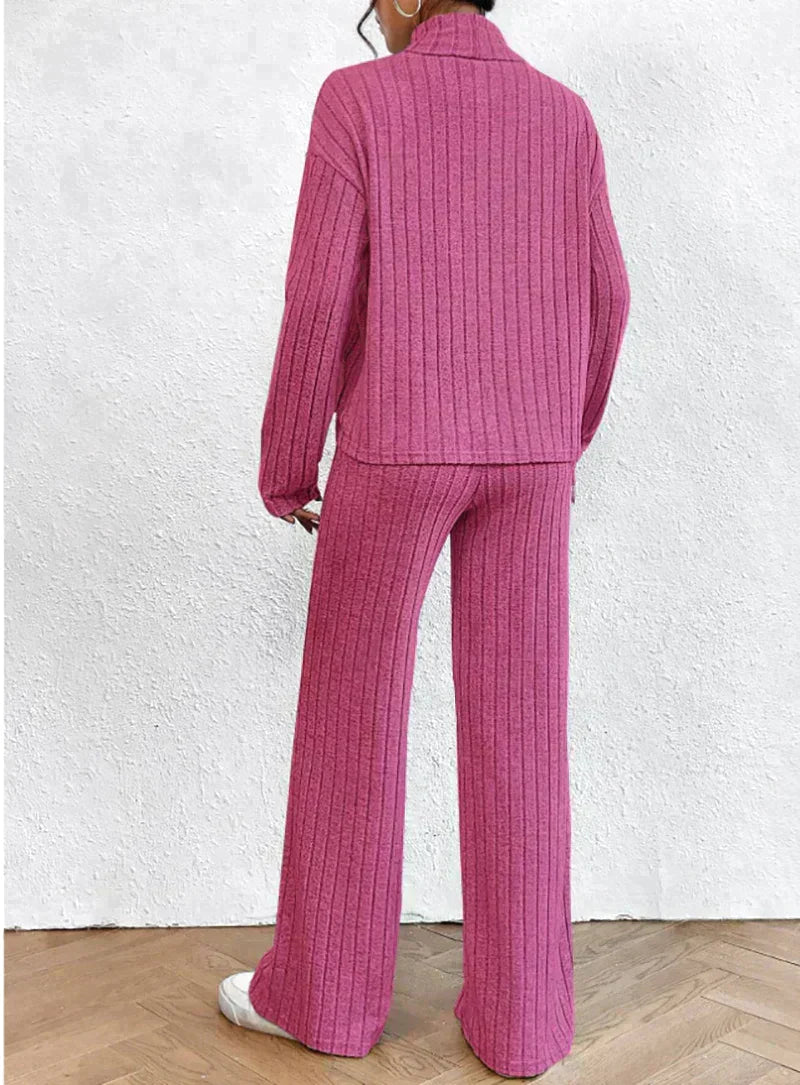 Margaux™ - knitted trousers and sweater with turtleneck for women